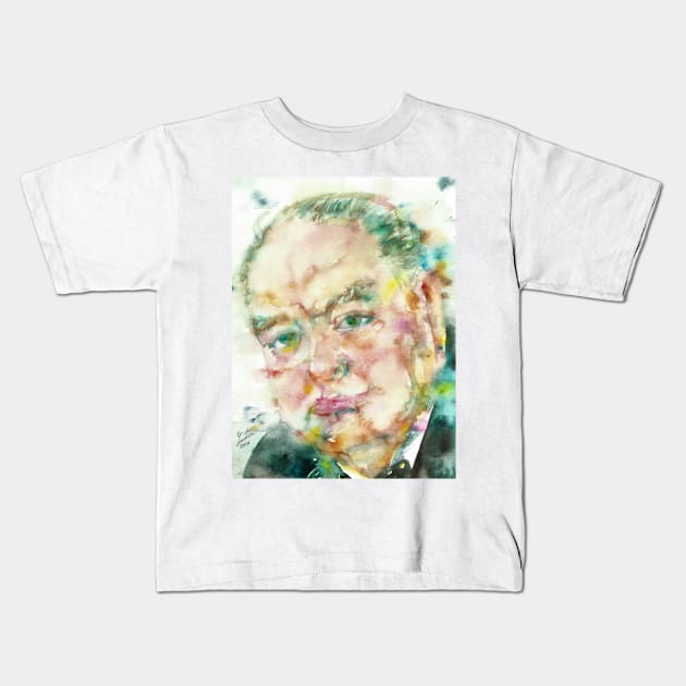 WINSTON CHURCHILL - watercolor portrait .4 Kids T-Shirt by lautir